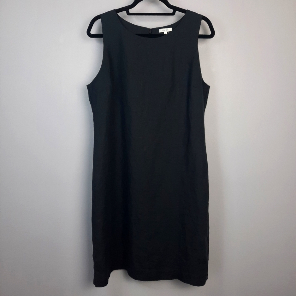 Tyler Boe Black Sleeveless Linen Dress size Large